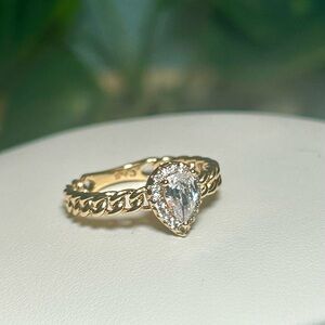 18K Rose Gold Plated Teardrop Halo Ring 6